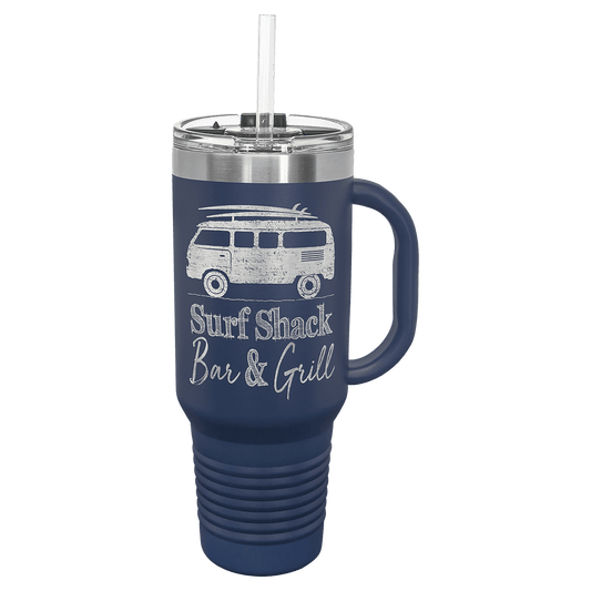 Polar Camel 40 oz. Navy Blue Travel Mug with Handle, Straw Included (Sold by Case of 12)
