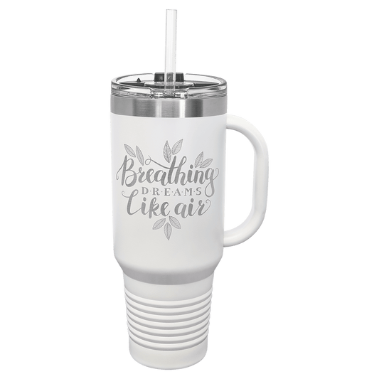 Polar Camel 40 oz. White Travel Mug with Handle, Straw Included (Sold by Case of 12)