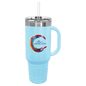 Polar Camel 40 oz. Light Blue Travel Mug with Handle, Straw Included (Sold by Case of 12)