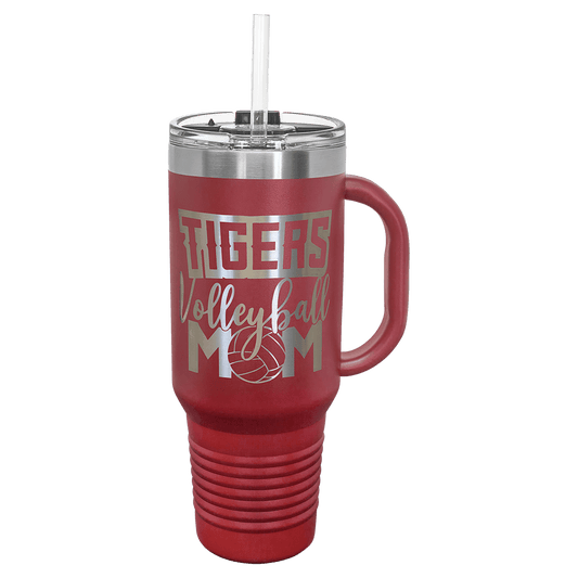 Polar Camel 40 oz. Maroon Travel Mug with Handle, Straw Included (Sold by Case of 12)