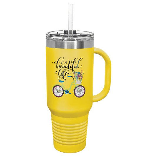 Polar Camel 40 oz. Yellow Travel Mug with Handle, Straw Included (Sold by Case of 12)