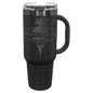 Polar Camel 40 oz. Black/Ghost Black ION-Plated Travel Mug with Handle, Straw Included (Sold by Case of 12)