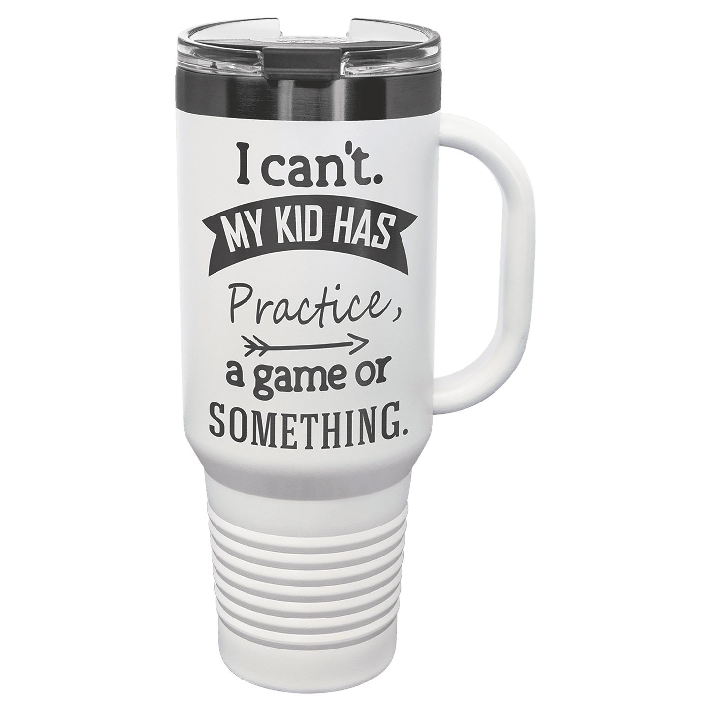 Polar Camel 40 oz. White/Ghost Black ION-Plated Travel Mug with Handle, Straw Included (Sold by Case of 12)