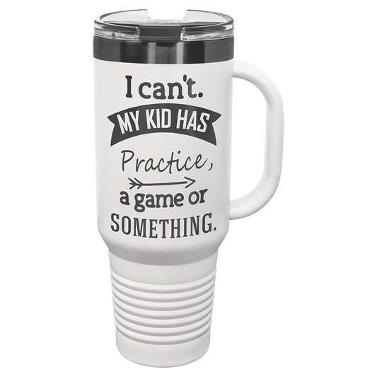 Polar Camel 40 oz. White/Ghost Black ION-Plated Travel Mug with Handle, Straw Included (Sold by Case of 12)