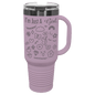 Polar Camel 40 oz. Moody Lilac/Ghost Black ION-Plated Travel Mug with Handle, Straw Included (Sold by Case of 12)