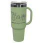 Polar Camel 40 oz. Summer Sage/Ghost Black ION-Plated Travel Mug with Handle, Straw Included (Sold by Case of 12)