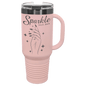 Polar Camel 40 oz. Blush/Ghost Black ION-Plated Travel Mug with Handle, Straw Included (Sold by Case of 12)