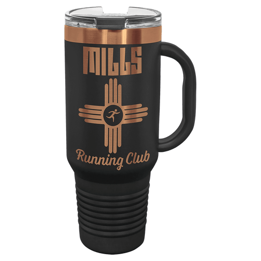 Polar Camel 40 oz. Black/Rose Gold ION-Plated Travel Mug with Handle, Straw Included (Sold by Case of 12)
