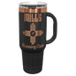 Polar Camel 40 oz. Black/Rose Gold ION-Plated Travel Mug with Handle, Straw Included (Sold by Case of 12)