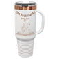 Polar Camel 40 oz. White/Rose Gold ION-Plated Travel Mug with Handle, Straw Included (Sold by Case of 12)