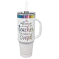 Polar Camel 40 oz. White/Prism ION-Plated Travel Mug with Handle, Straw Included (Sold by Case of 12)