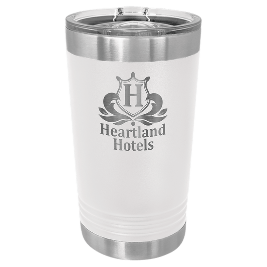 Polar Camel White 16 oz. Pint with Slider Lid (Sold by Case of 24)
