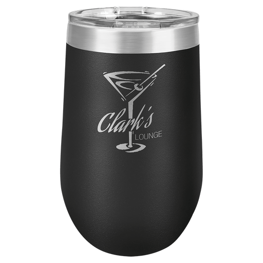 Polar Camel 16 oz. Black Vacuum Insulated Stemless Tumbler with Lid (Sold by Case of 24)