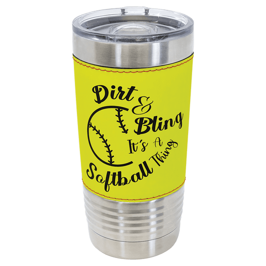 Polar Camel 20 oz. Softball Leather Tumbler with Slider Lid (Sold by Case of 24)
