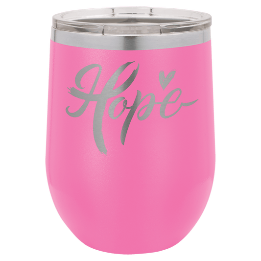 Polar Camel 12 oz. Pink Vacuum Insulated Stemless Wine Tumbler with Lid (Sold by Case of 24)