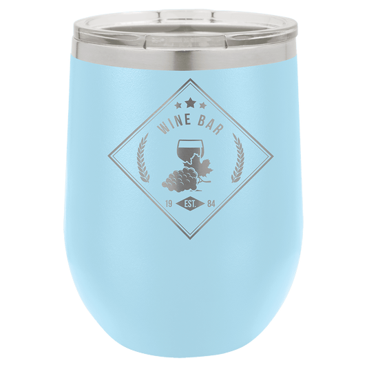 Polar Camel 12 oz. Light Blue Vacuum Insulated Stemless Wine Tumbler with Lid (Sold by Case of 24)