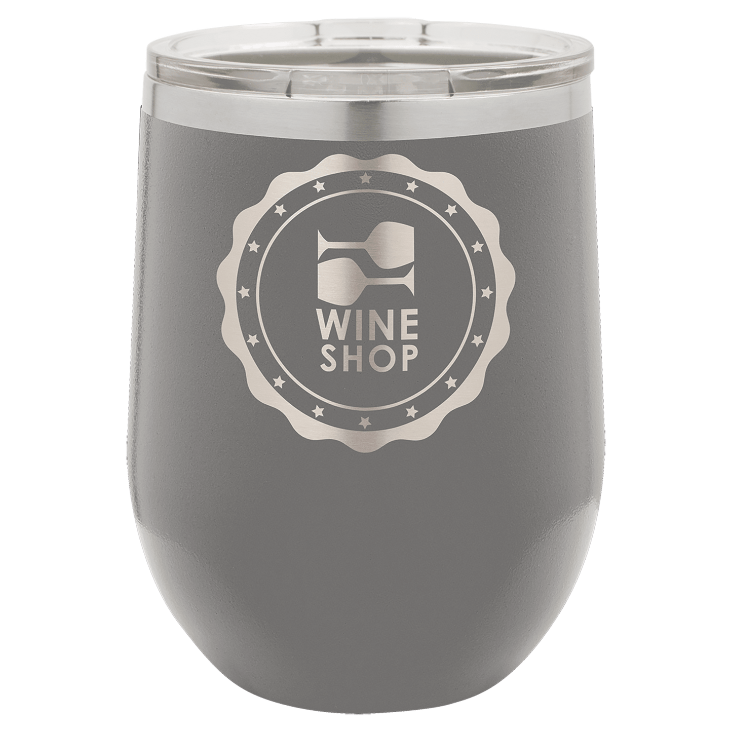 Polar Camel 12 oz. Dark Gray Vacuum Insulated Stemless Wine Tumbler with Lid (Sold by Case of 24)