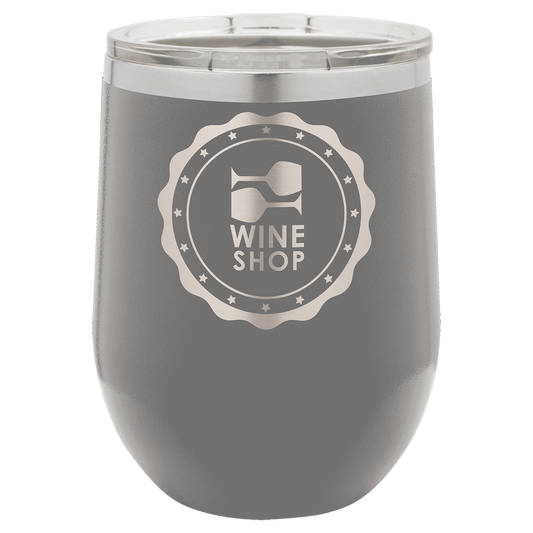 Polar Camel 12 oz. Dark Gray Vacuum Insulated Stemless Wine Tumbler with Lid (Sold by Case of 24)