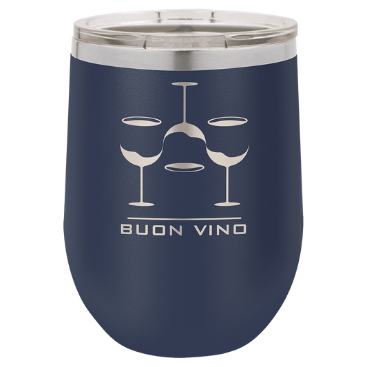 Polar Camel 12 oz. Navy Blue Vacuum Insulated Stemless Wine Tumbler with Lid (Sold by Case of 24)