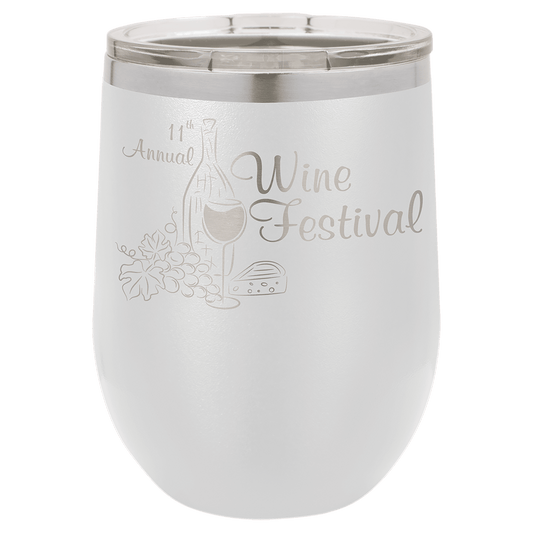 Polar Camel 12 oz. White Vacuum Insulated Stemless Wine Tumbler with Lid (Sold by Case of 24)