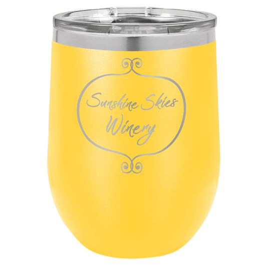 Polar Camel 12 oz. Yellow Vacuum Insulated Stemless Wine Tumbler with Lid (Sold by Case of 24)