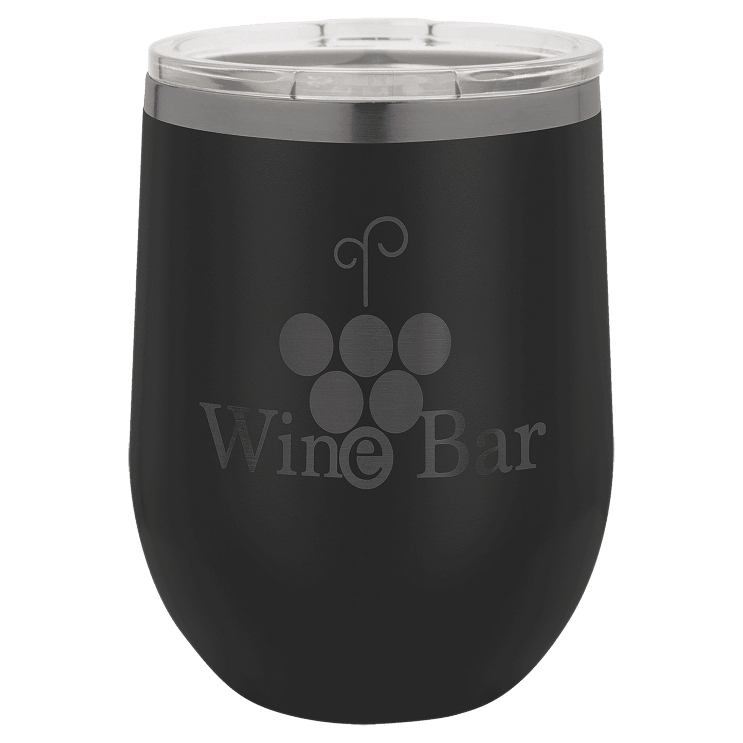 Polar Camel 12 oz. Black/Ghost Black ION-Plated Stemless Wine Tumbler with Lid (Sold by Case of 24)