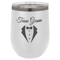 Polar Camel 12 oz. White/Ghost Black ION-Plated  Stemless Wine Tumbler with Lid (Sold by Case of 24)
