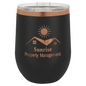 Polar Camel 12 oz. Black/Rose Gold ION-Plated Stemless Wine Tumbler with Lid (Sold by Case of 24)