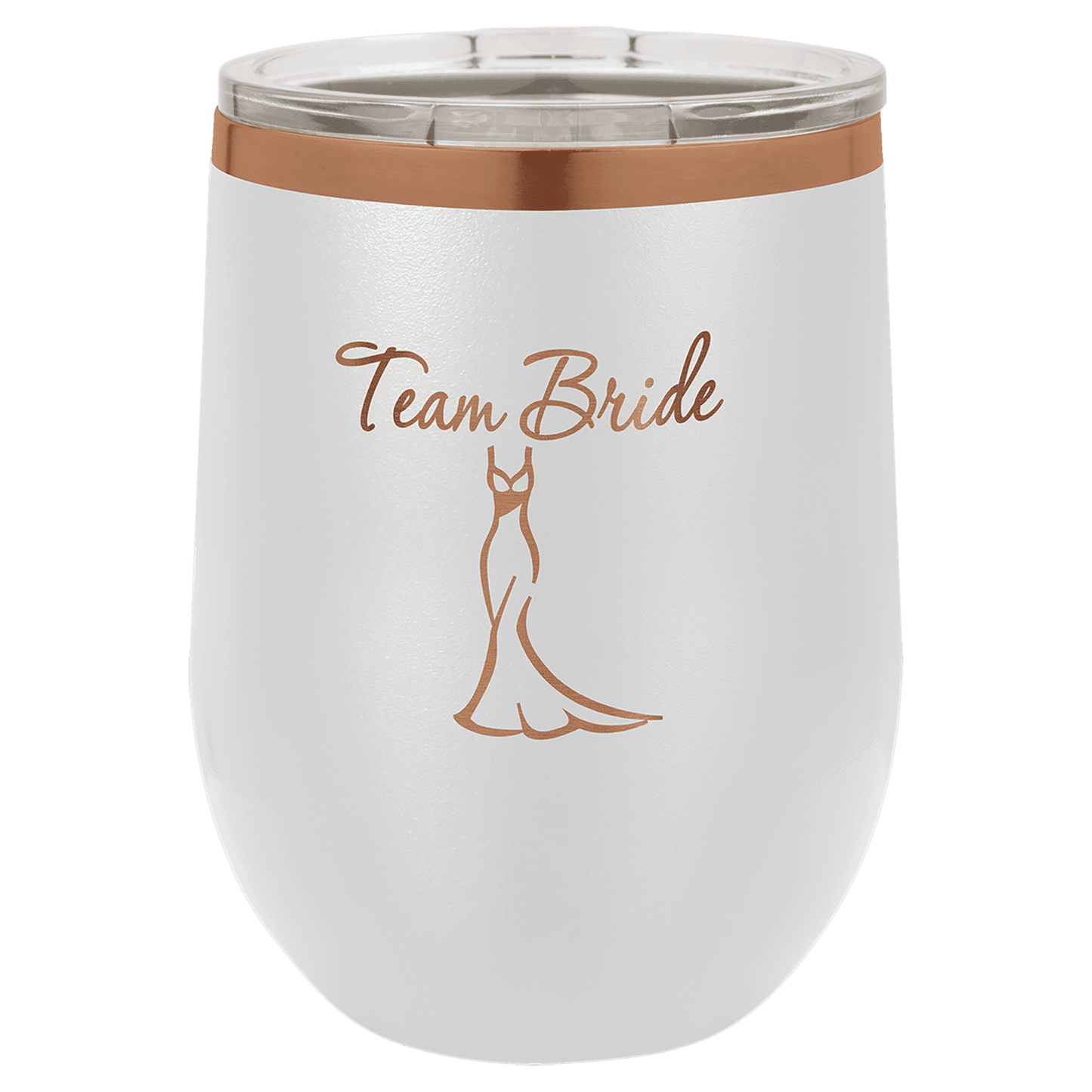 Polar Camel 12 oz. White/Rose Gold ION-Plated Stemless Wine Tumbler with Lid (Sold by Case of 24)
