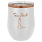 Polar Camel 12 oz. White/Rose Gold ION-Plated Stemless Wine Tumbler with Lid (Sold by Case of 24)