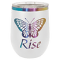 Polar Camel 12 oz. White/Prism ION-Plated Stemless Wine Tumbler with Lid (Sold by Case of 24)