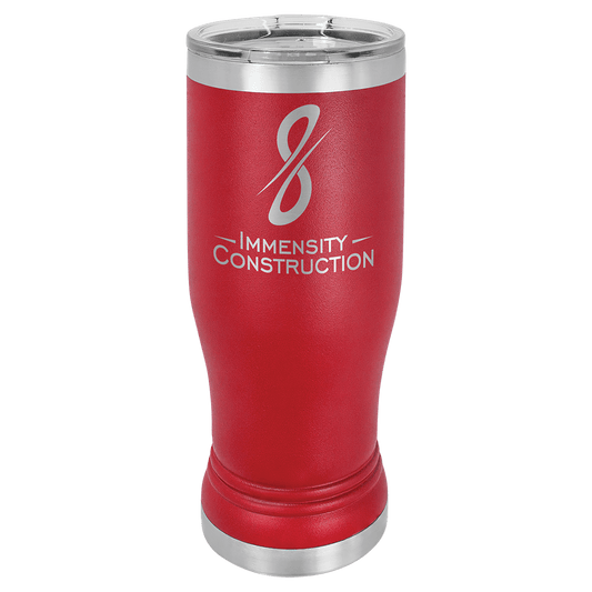 Red 14 oz. Polar Camel Pilsner with Clear Lid (Sold by Case of 24)