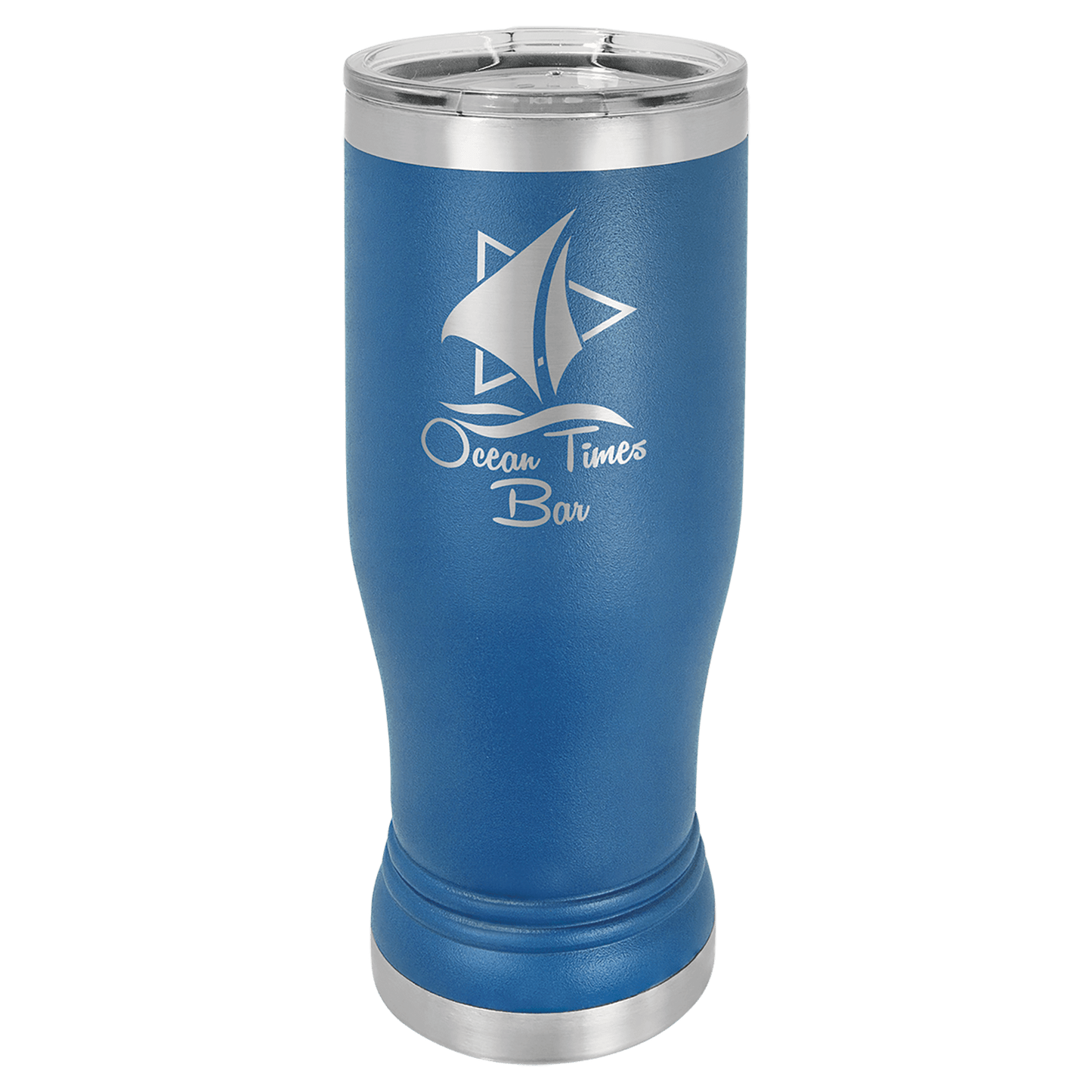 Royal Blue 14 oz. Polar Camel Pilsner with Clear Lid (Sold by Case of 24)