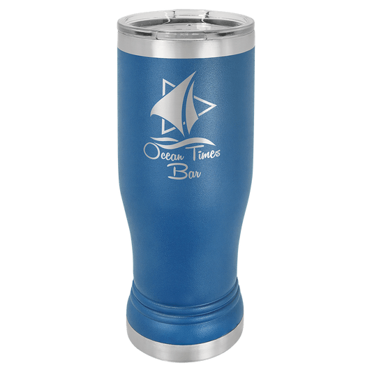 Royal Blue 14 oz. Polar Camel Pilsner with Clear Lid (Sold by Case of 24)