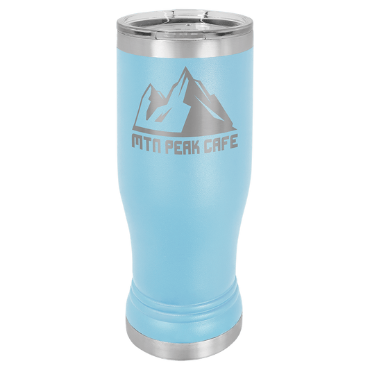Light Blue 14oz. Polar Camel Pilsner with Clear Lid (Sold by Case of 24)