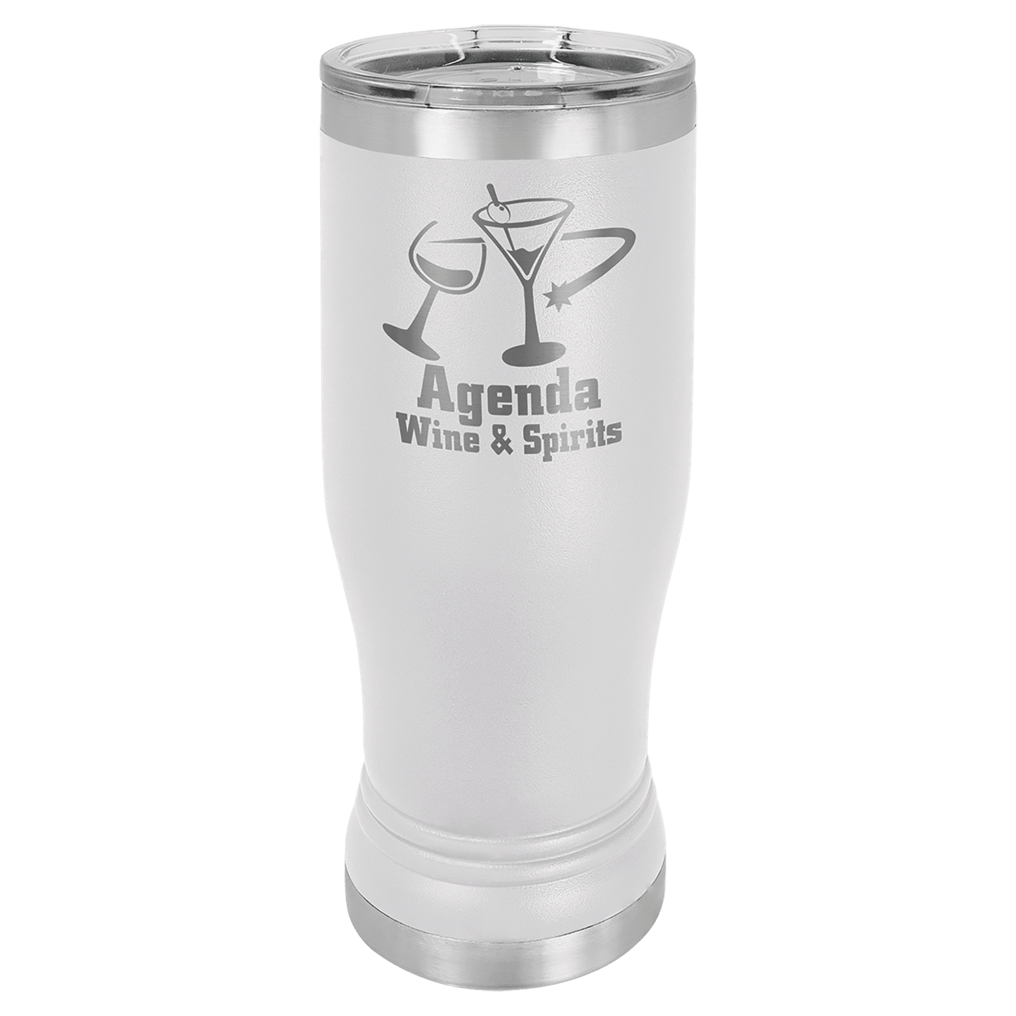 White 14 oz. Polar Camel Pilsner with Clear Lid (Sold by Case of 24)