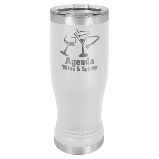 White 14 oz. Polar Camel Pilsner with Clear Lid (Sold by Case of 24)