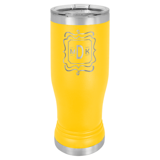 Yellow 14 oz. Polar Camel Pilsner with Clear Lid (Sold by Case of 24)