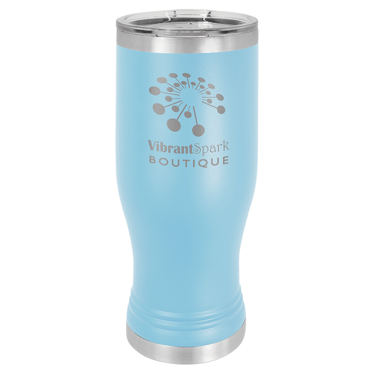 Polar Camel Light Blue 20 oz. Pilsner with Clear Lid (Sold by Case of 24)