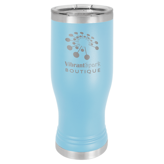 Polar Camel Light Blue 20 oz. Pilsner with Clear Lid (Sold by Case of 24)