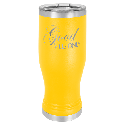Polar Camel Yellow 20 oz. Pilsner with Clear Lid (Sold by Case of 24)