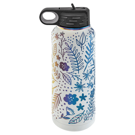 Polar Camel 32 oz. White/Prism ION-Plated Water Bottle (Sold by Case of 12)