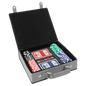 Gray/Black Laserable Leatherette 100 Chip Poker Set (Sold by Case of 6)