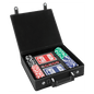 Black/Silver Laserable Leatherette 100 Chip Poker Set (Sold by Case of 6)