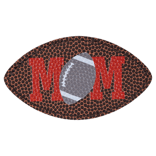 3 1/2" x 2" Football Shaped Laserable Leatherette Patch with Adhesive (Sold by Case of 25)