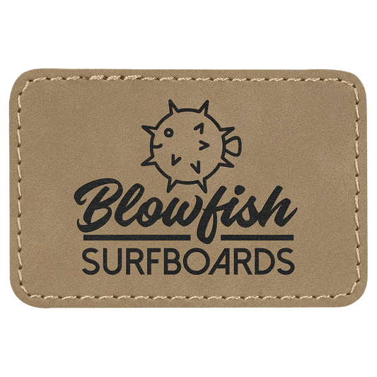 3" x 2" Rectangle Light Brown Laserable Leatherette Patch with Adhesive (Sold by Case of 25)