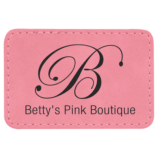 3" x 2" Rectangle Pink Laserable Leatherette Patch with Adhesive (Sold by Case of 25)