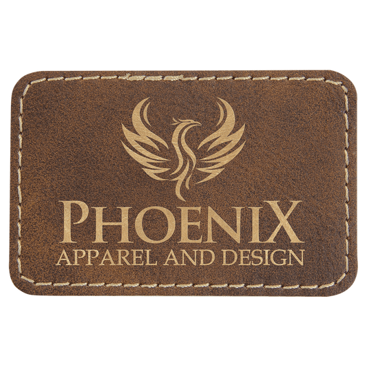 3" x 2" Rectangle Rustic/Gold Laserable Leatherette Patch with Adhesive (Sold by Case of 25)
