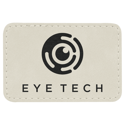 3" x 2" Rectangle White Laserable Leatherette Patch with Adhesive (Sold by Case of 25)