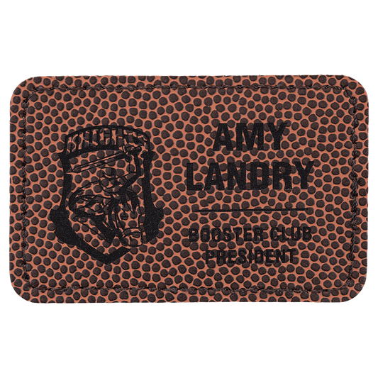 3" x 2" Rectangle Football Laserable Leatherette Patch with Adhesive (Sold by Case of 25)